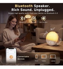 Sunrise Alarm Clock Wake Up Light White Noise Bluetooth Dimmable Khaki￼