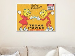 Reddy Kilowatt & Wife Vintage Style Cartoon Poster Electric Power Safety 18×24
