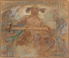Alphonse Mucha Krieger : Warrior Study : Drawing : Art Print 1910s