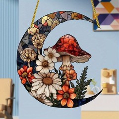Crescent Moon Mushroom Flower Acrylic Suncatcher Hanging Window Decor Boho Gift