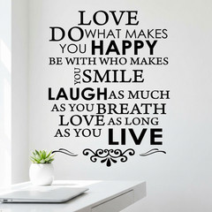 Happy Live Laugh Love Smile Vinyl Wall Art Inspirational Quotes Saying Art Decal