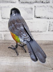 Small Rustic 8″ Long Summer American Robin Red Breast Metal Tin Song Bird Figure