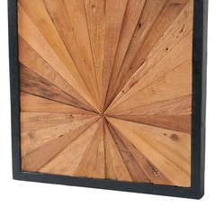 Rustic Teak Wood Wall Art – 17″x17″ Geometric Starburst Panel, Handcrafted Decor