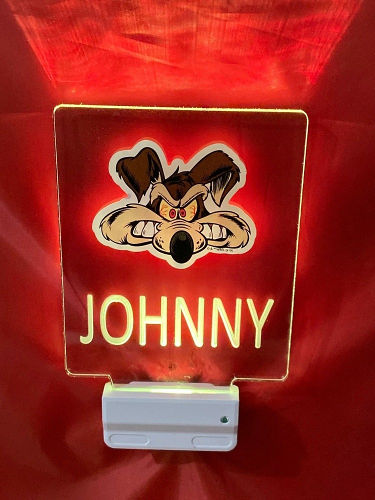 Wile E. Coyote Night Light Personalized LED Plug In With Dusk to Dawn Sensor