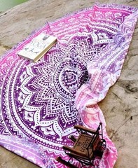 Indian Ombre Round Mandala Hippie Tapestry Roundie Beach Throw Yoga Mat Tapestry