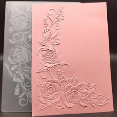 Plastic Embossing Folder (5 Inch x 7 | Roses in Corner) Paper white