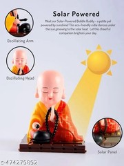 Little Buddha Monk Figurine Solar Funny Shaking Head Toys Car Dashboard Ornament