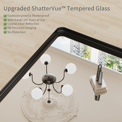 Matte Black 30×48 Inch Rounded Rectangle Wall Mirror for Bathroom & Living Room