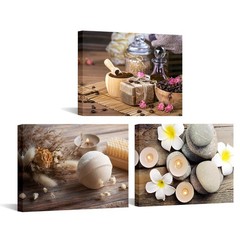 Spa Canvas Wall Art, Zen Bathroom Decor with Stones and Flowers for Home Mass…