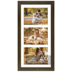 7×14 Picture Frame Solid Wood Tempered Glass for three 4×6 Collage Frame