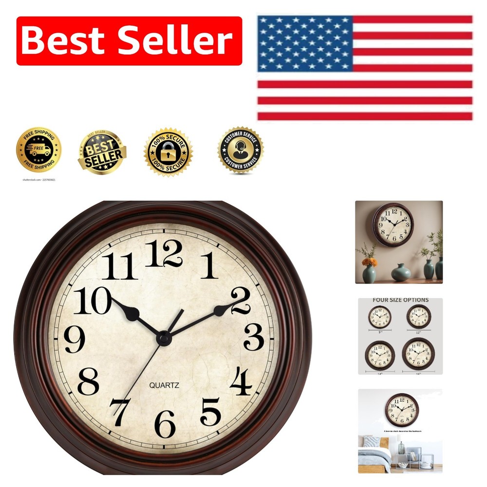 Clear Display Bronze Silent Wall Clock – 16-Inch Residential and Office Decor