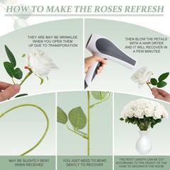 72 PCS Bulk White Roses Artificial Flower Realistic Velvet Silk Faux Wedding