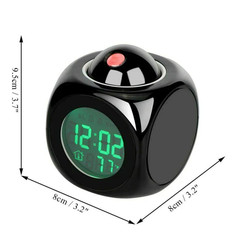 90 Degree Rotatable LED Projection Clock Digital Bedside Voice Alarm USB Charger