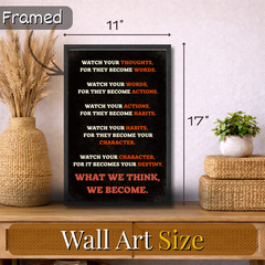 Watch Your Thoughts Classroom Wall Art Framed Poster 11×17 Home Office Decor