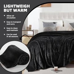 Fleece Throw Blanket for Couch Chair Sofa, Soft Warm Throw (50″ x 60″) Black