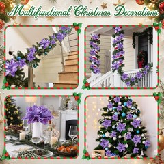 18 Pcs 12″ 9.8″ Large Poinsettia Flowers Artificial for Christmas Tree Glitte…