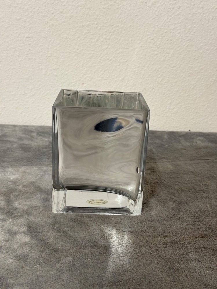 Large Heavy Rectangular Decorative Flower Vase MirrorThick Glass 5.5″x 4″ x 3.1″
