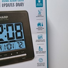 SharpAtomic Desktop Clock Auto Set Indoor Temp Digital Alarm Atomic Accuracy