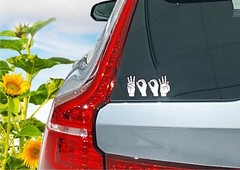 ASL Woof Decal Sticker Printed Die Cut Sign Language Hands Dog Bark Pet Life