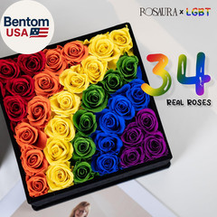 34-Piece Eternal Preserved Roses & Flowers Gift Box – Forever Lasting Real Roses