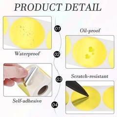 200pcs Round Thermal Label 1.5×1.5″ Self-Adhesive Thermal Stickers Gold