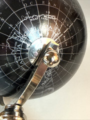 Black Globe w/Silver Metal Stand 10” Tall Globe 5.5” Across