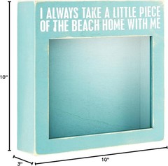 Rustic Seashell Display Box with Inspirational Messages – 10” Square Decor