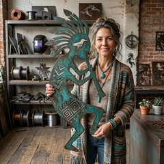Kokopelli Metal Wall Art, Southwestern Native Decor, Rustic Boho Garden Sculptur