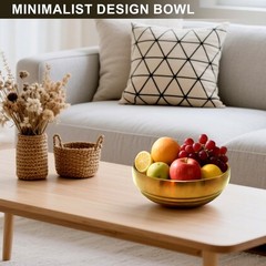 7.4 inch Gold Decorative Bowl for Home Decor – Modern Fruit Bowl for Kitchen