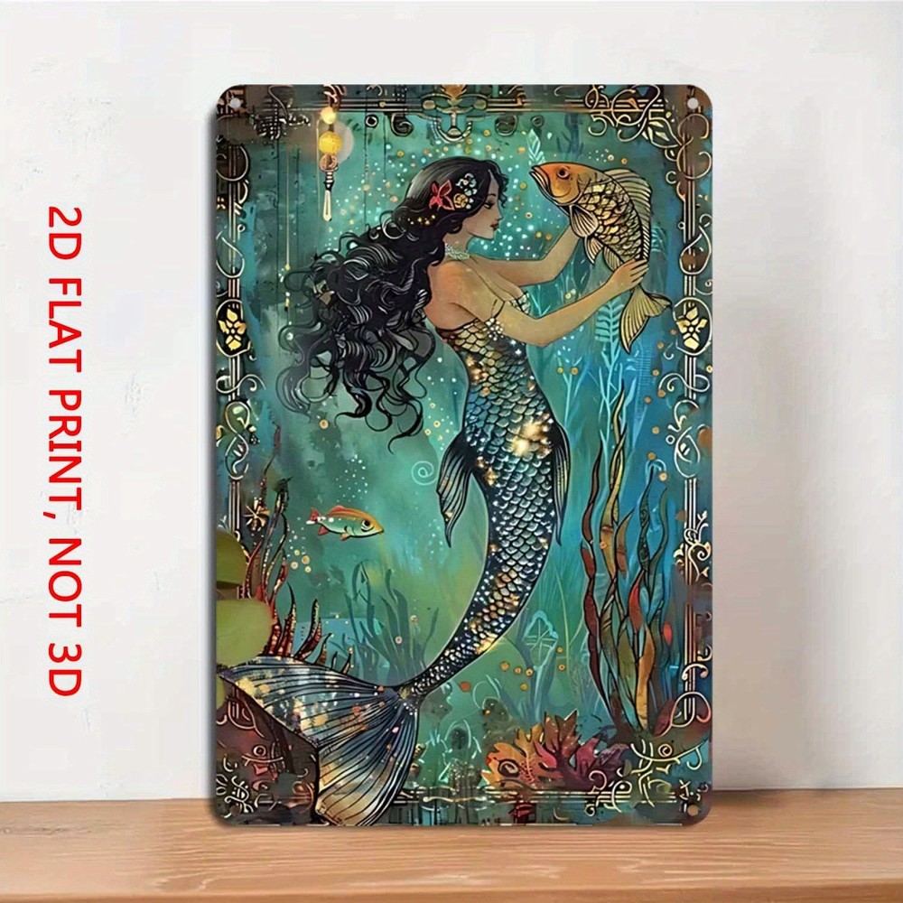 Vintage Mermaid Underwater Metal Sign Retro Ocean Nautical Home Wall Decor Gift