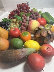 Lot Of 21 Pcs Faux Realistic Fruits, Mixed Materials