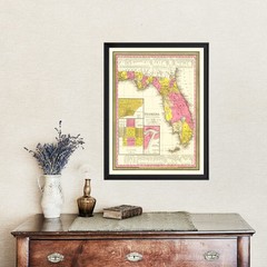 Old Map of Florida 1847 – Vintage Florida Art