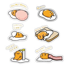 Lazy Cute Gudetama Egg Sticker Sheet 6 PC Vinyl Decal Sticker Car Window Laptop