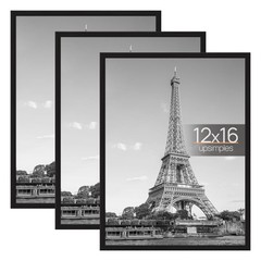 12X16 Frame Black 3 Pack, Picture Frames 12 X 16 for Horizontal or Vertical Wall