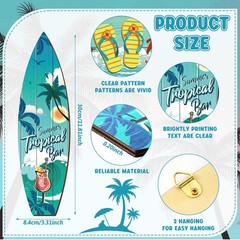 Tatuo 4 Pcs Surfboard Decor Hawaiian Wooden Beach Wall Decor Tiki Tropical Bar D