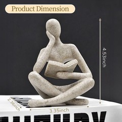Bookshelf Decor Thinker Statue – Abstract Art Reading Thinker Sculpture Figur…