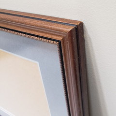 Wood Picture Frame 12×16 Traditional Beaded Liner Blue Mat Gallery Wall Decor