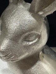 Easter Bunny Rabbit Hare Silver Tone Distressed Finish Decor Farmhouse Spring