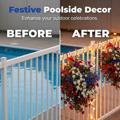 2026 Red White Blue Hanging Flowers Patriotic Faux Basket 4th July Porch Decor