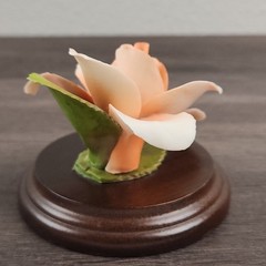 Vintage Lefton China Porcelain Rose Figurine Wood Base Gift for Her