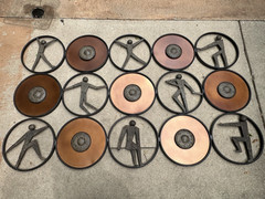 SET of 3 Industrial WELDED METAL ABSTRACT WALL DECOR PANELS XXL 65″ UTTERMOST