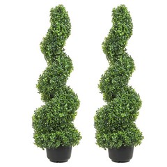VEVOR 2Pack 4′ Artificial Topiary Spiral Tree Faux Plant UV Indoor Outdoor Decor