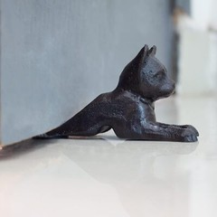 Cast Iron Door Stop Old Vintage Antique Cat Design Decorative Stopper Wedge New