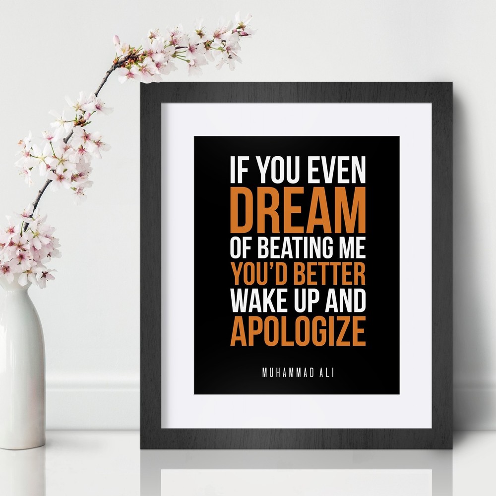 Muhammad Ali Inspirational Wall Art Print Motivational Quote Poster Decor Gift