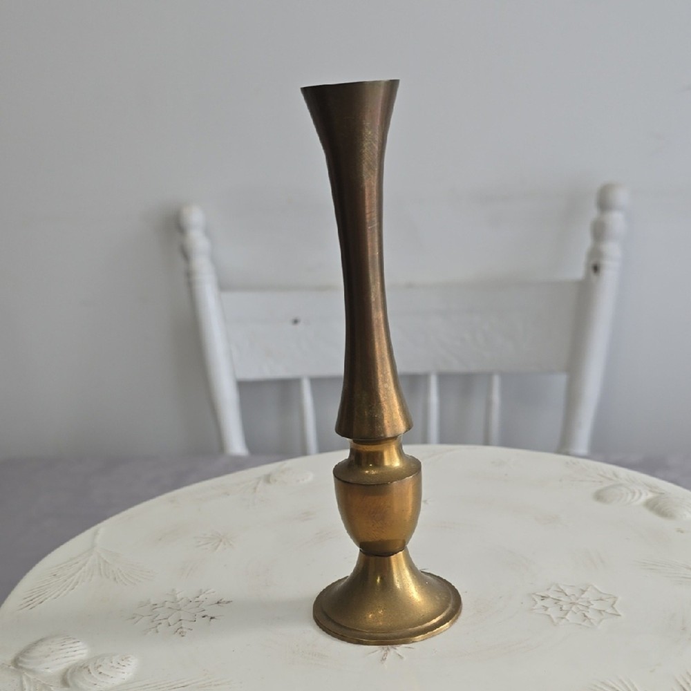 Vintage Solid Brass Bud Vase Candlestick Holder Decor