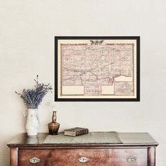 Old Map of Bureau County, IL 1876 – Vintage Illinois Art