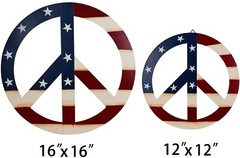 Patriotic American Flag Metal Peace Sign- Metal Treasured Red Peace Sign