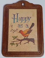 1956 Happy as a Song Bird Wood Paper Picture Wall Plaque Cape Craftsmen Inc