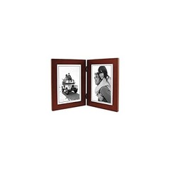 Double Vertical 5×7 Picture Frame – Wide Real Wood Molding, Real Glass – Dark