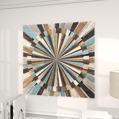 Handmade Multi-Colored Wood Starburst Wall Art Sculpture 36″ x 36